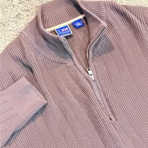 T Harris London Pullover Mens Quarter Zip Brown Sweater Casual Large